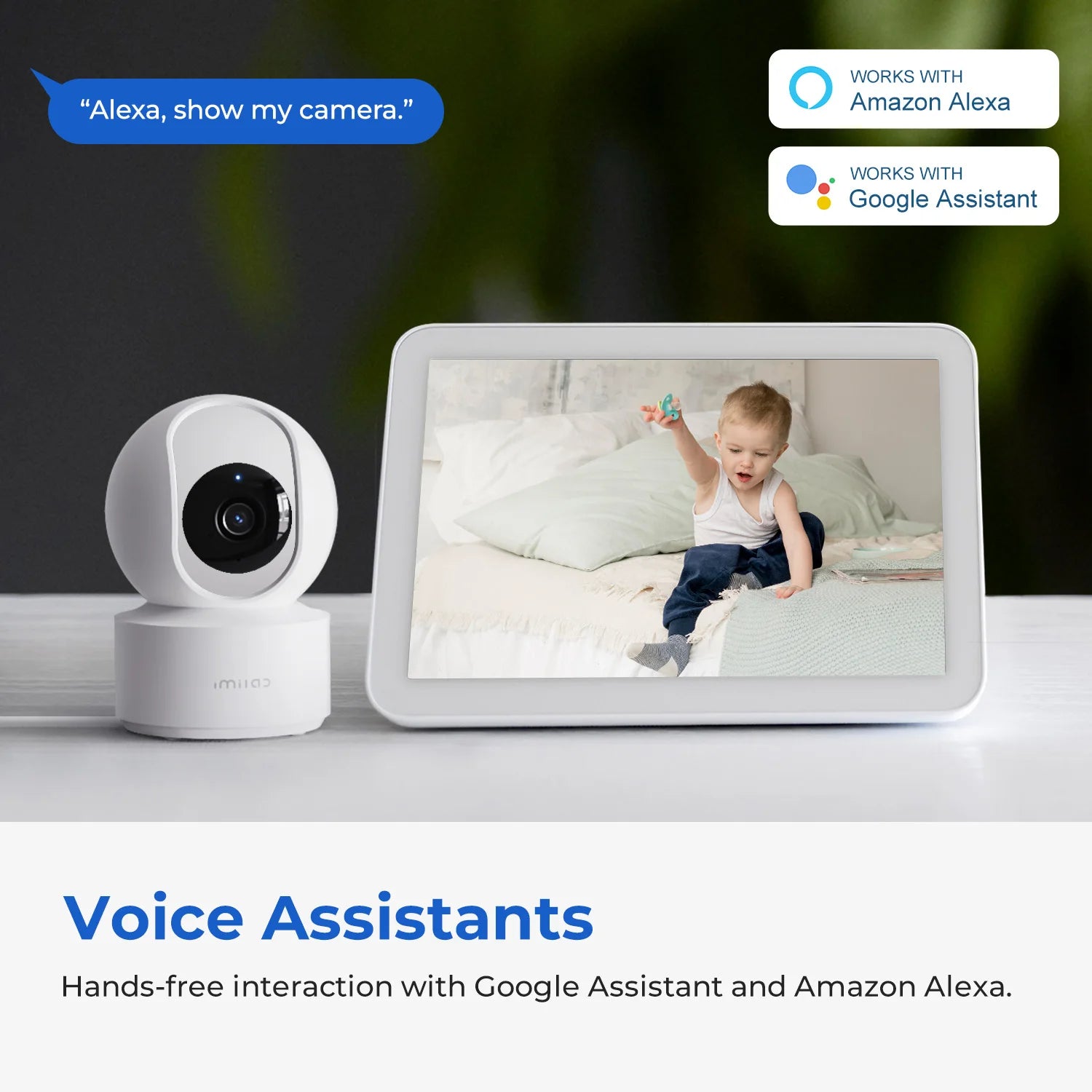 AI WiFi baby monitor app interface showing live video feed