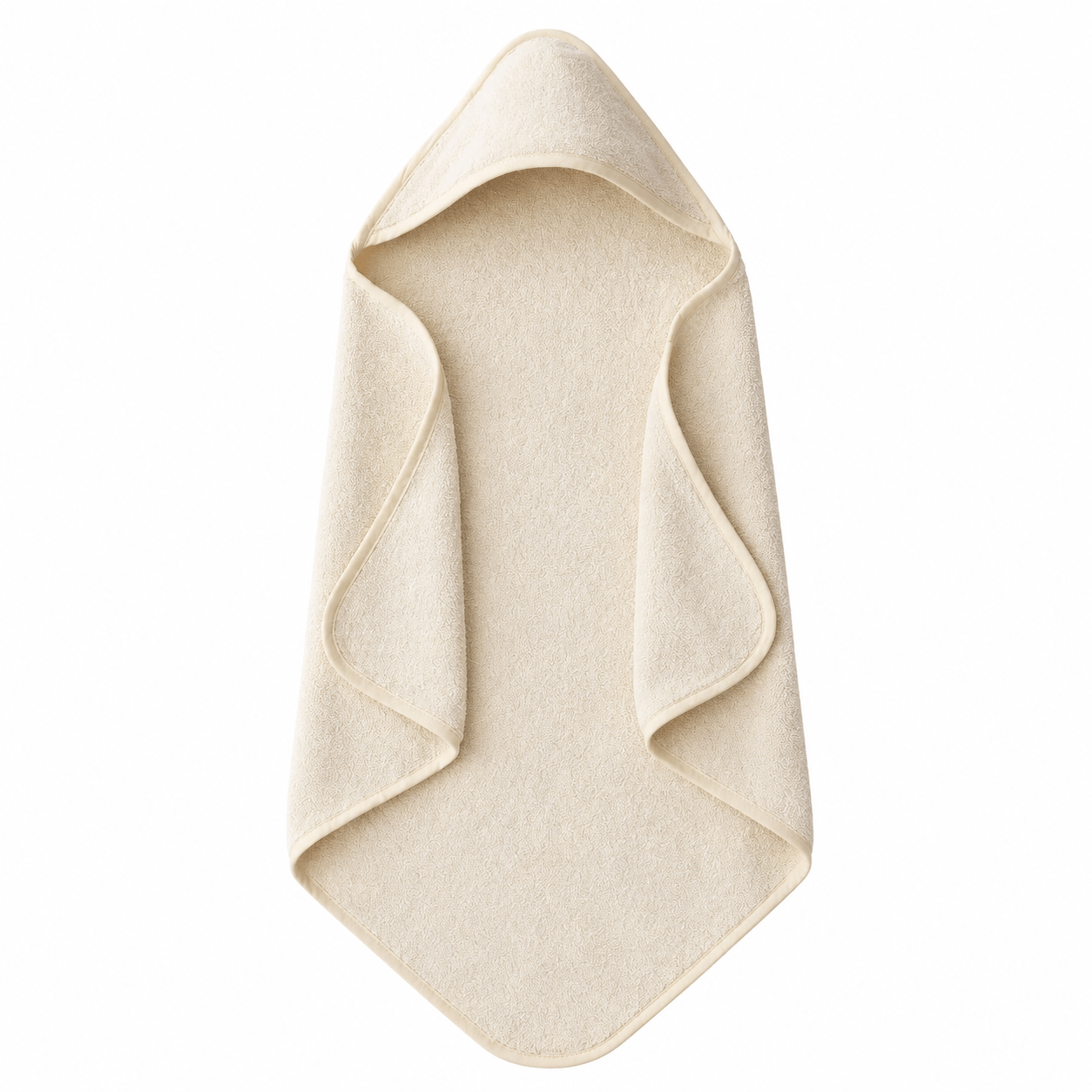 Beige hooded towel on a white background