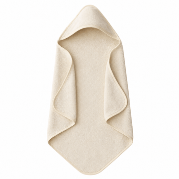 Beige hooded towel on a white background