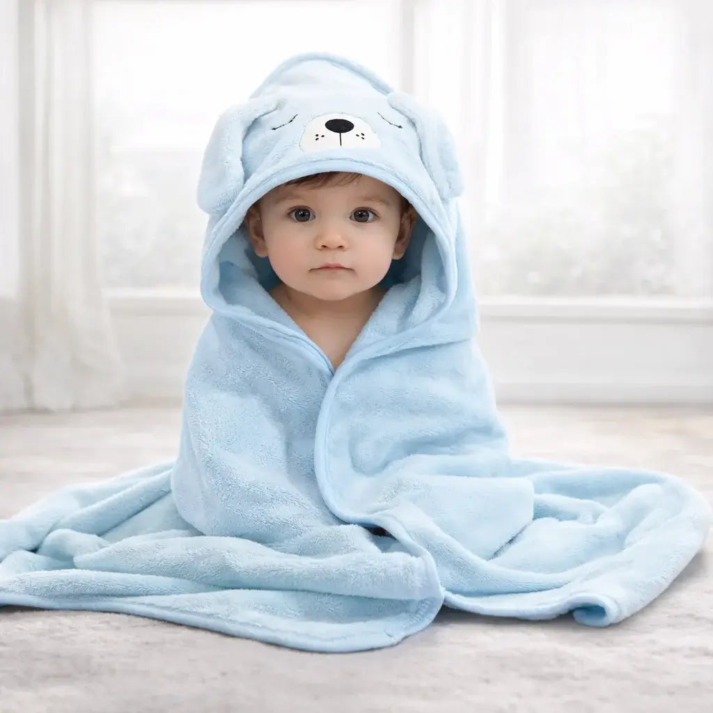 Hooded Baby Bath Towel – Baby Blue