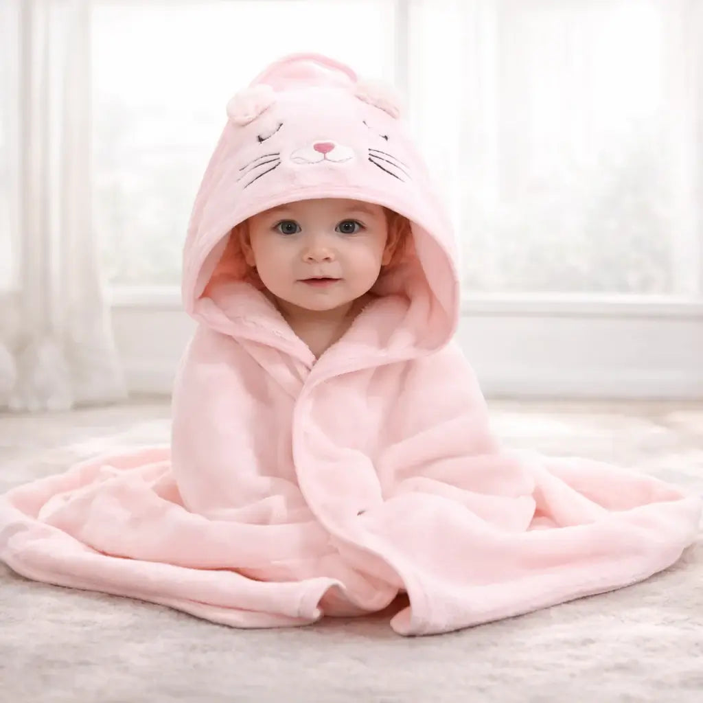 Hooded Baby Bath Towel – Pink