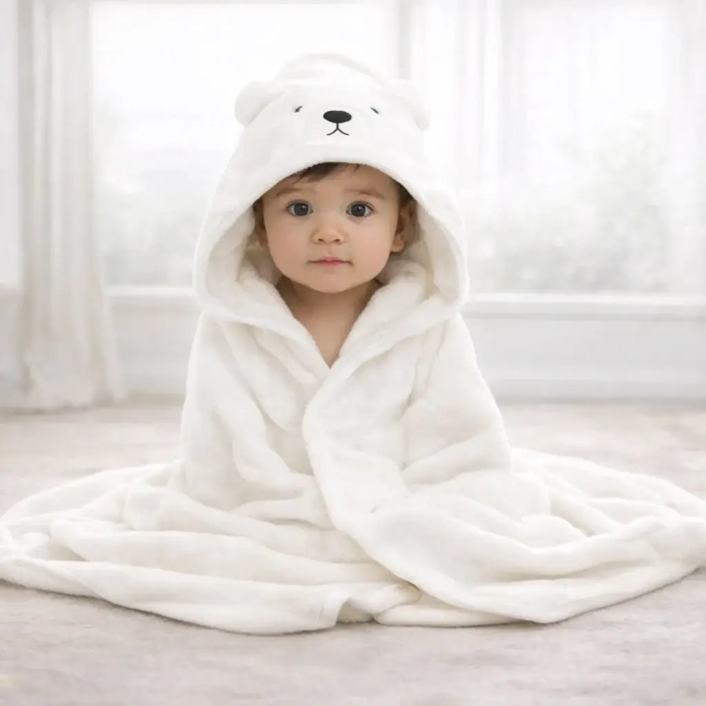 Hooded Baby Bath Towel – White