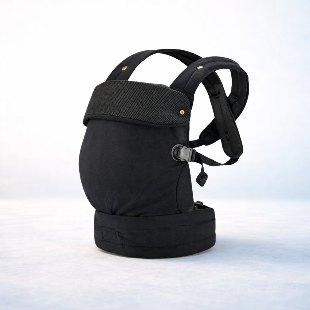 Little Carry - Black toddler carrier wrap with adjustable straps, front view