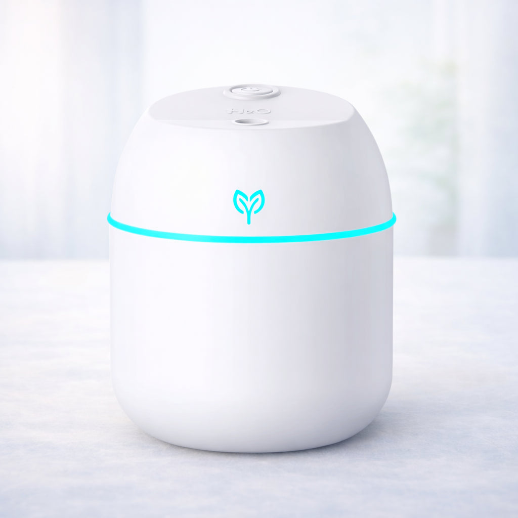 Mist Mini™ - Compact Mini USB Humidifier Diffuser for comfortable air, suitable for bedrooms and offices with calming lighting and quiet operation.