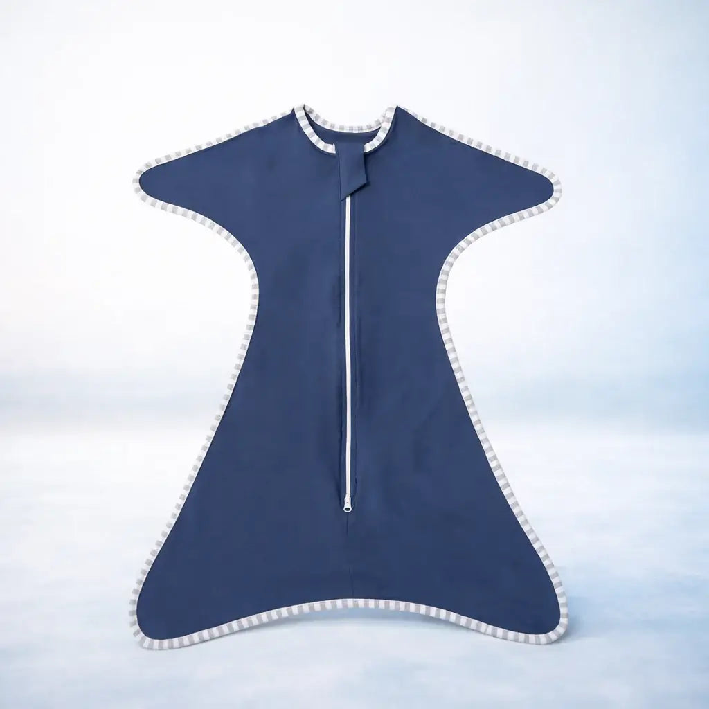 Newborn Cacoon - Gentle Anti-Startle Comfort, soft cotton swaddle in navy blue for cozy newborn comfort.