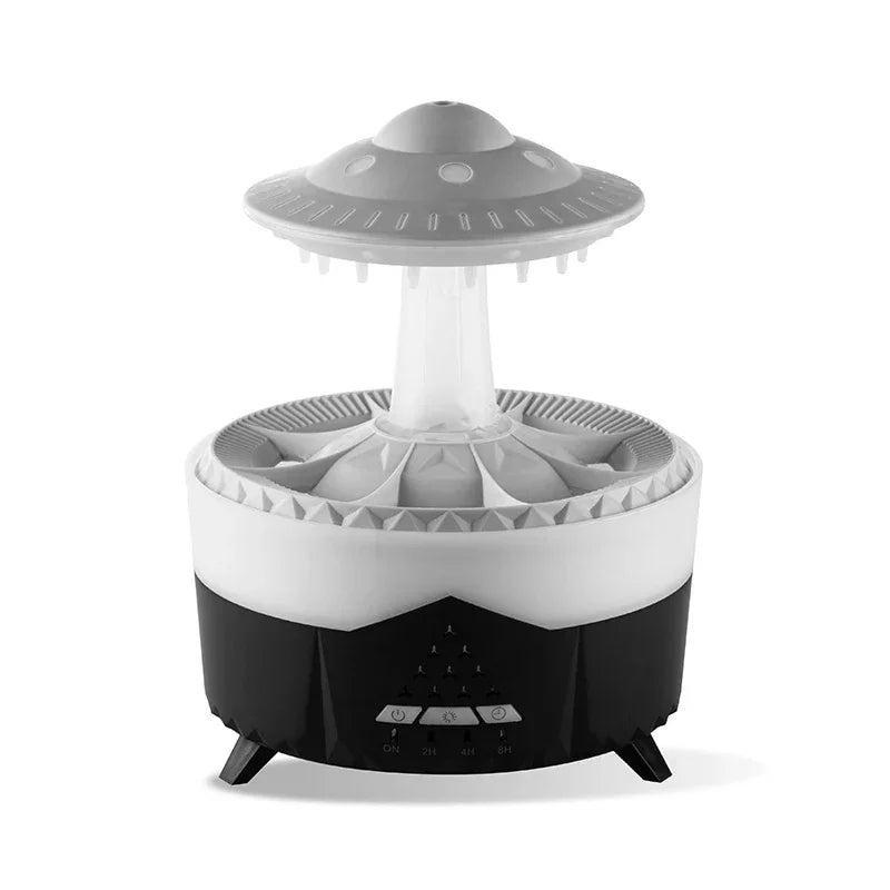 UFO-shaped humidifier with timer buttons and elevated saucer design on white background