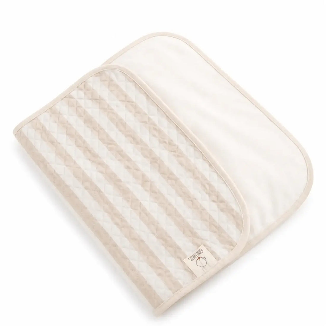 Folded towel with striped pattern on a white background
