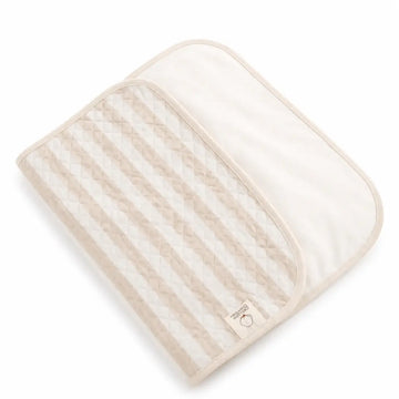 Folded towel with striped pattern on a white background