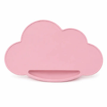 Pink cloud-shaped plate on a white background