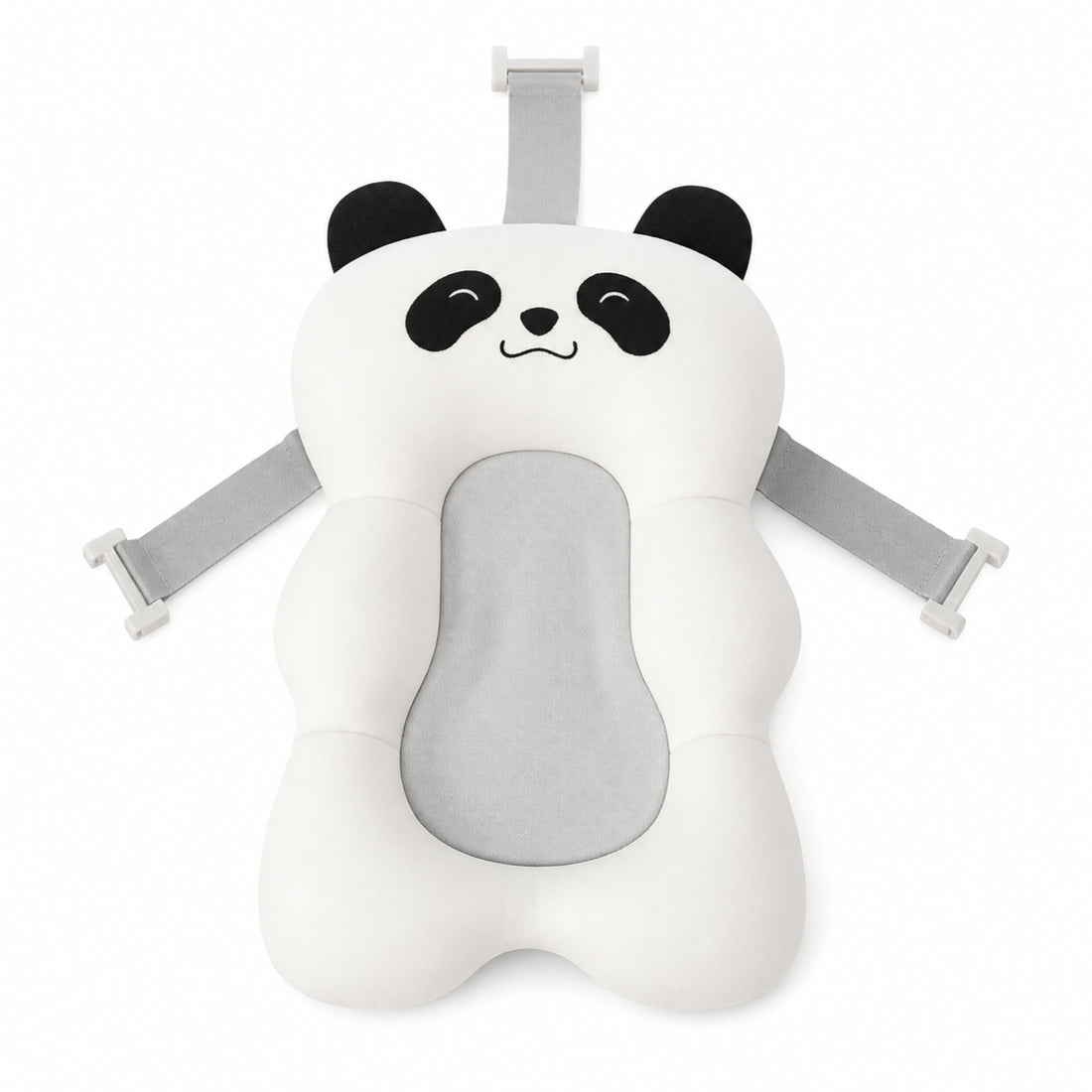 Panda-shaped product with straps on a white background