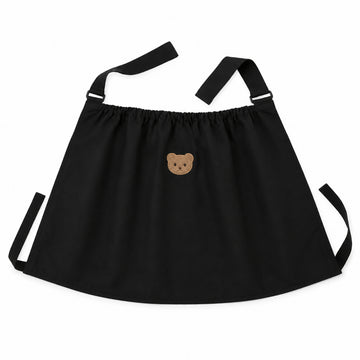 Reusable Stroller Pouch - Black stroller pouch with adjustable straps and cute brown bear face patch on front