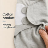 Adjustable Cotton Swaddle showing soft cotton texture and simple design for newborn comfort.